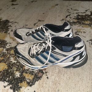 Adidas Men's White and Blue Running Shoes